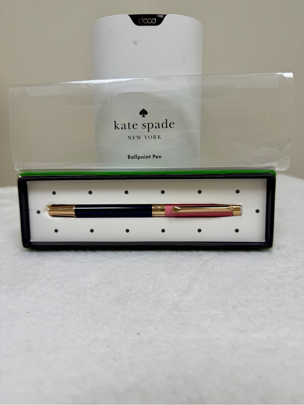 kate spade Navy and Pink Gold-Trim Ballpoint Pen
